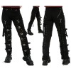 Women Lace-Up Bondage Pants By Gothic Attitude Black Cotton Pant Punk Rock Trousers 